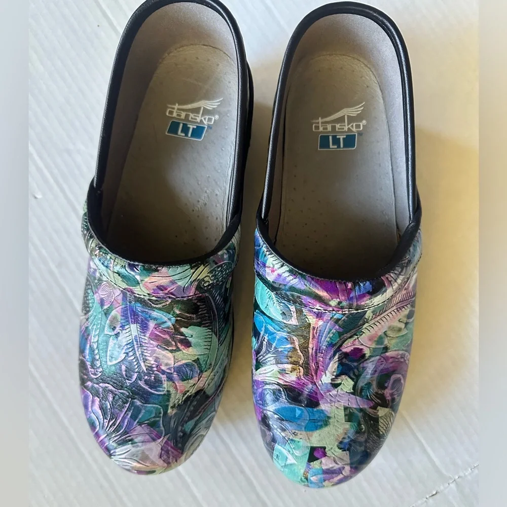 Dansko LT PRO Tooled Watercolor Leather Women's Clogs Size‎ 40 - Picture 2 of 10